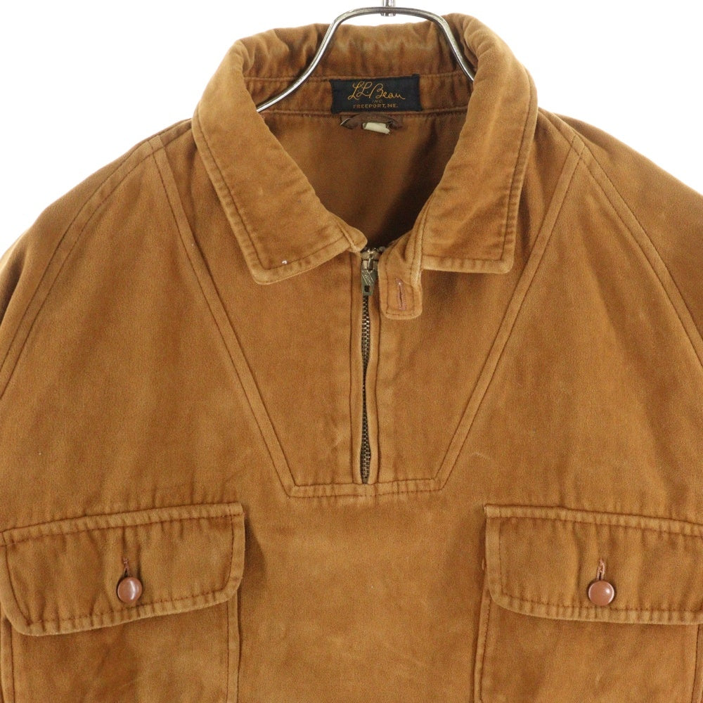 L.L.Bean(エルエルビーン) 50S VINTAGE ヴィンテージ チンストラップ モールスキン ハーフジップ プルオーバー 長袖シャツ ブラウン