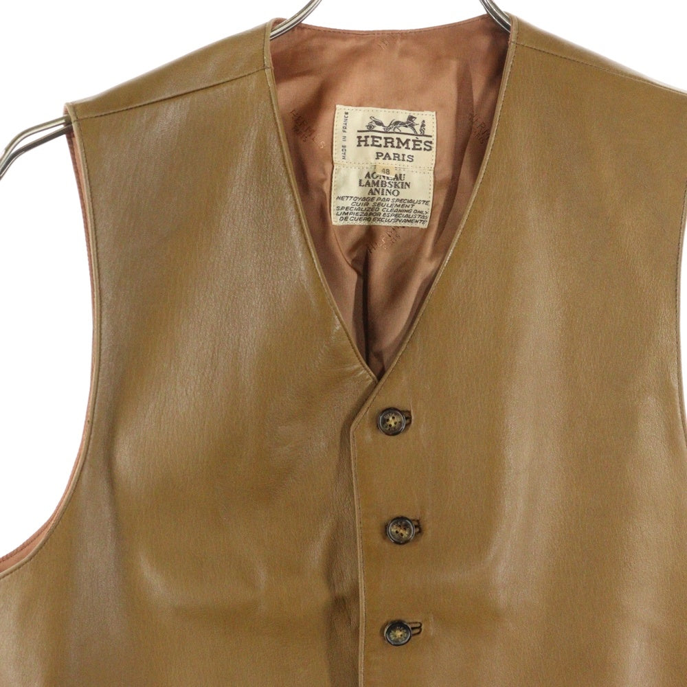 HERMES(エルメス) VINTAGE 7B ラムレザー ベスト ブラウン
