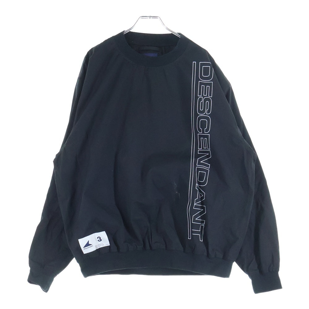 DESCENTE(デサント) 22AW JARDINIERE WEATHER SMOCK LS ロゴプリント スモック プルオーバー 長袖シャツ トレーナー ブラック 222TQDS-SHM06