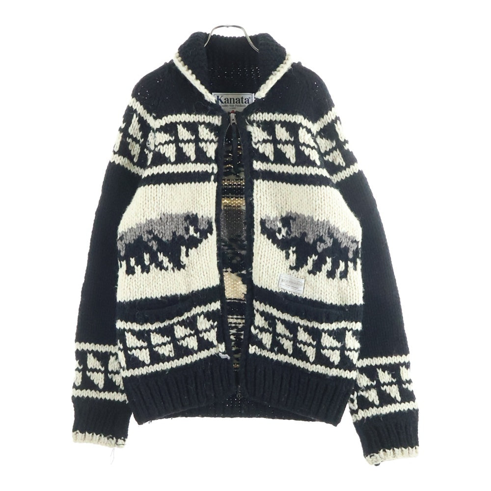NEIGHBORHOOD(ネイバーフッド) 13AW KANATA BUFFALO W-COWICHAN ノルディック カウチンニット ジップアップ カーディガン ブラック 132KHKAN-KNM01