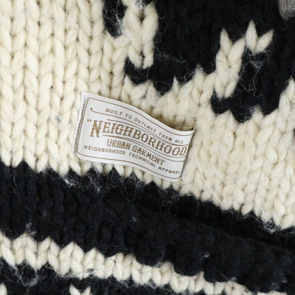 NEIGHBORHOOD(ネイバーフッド) 13AW KANATA BUFFALO W-COWICHAN ノルディック カウチンニット ジップアップ カーディガン ブラック 132KHKAN-KNM01