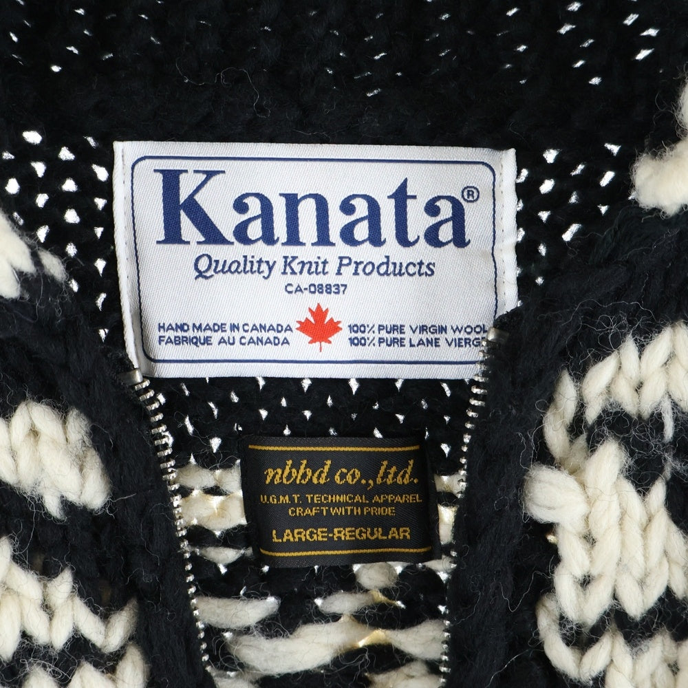 NEIGHBORHOOD(ネイバーフッド) 13AW KANATA BUFFALO W-COWICHAN ノルディック カウチンニット ジップアップ カーディガン ブラック 132KHKAN-KNM01