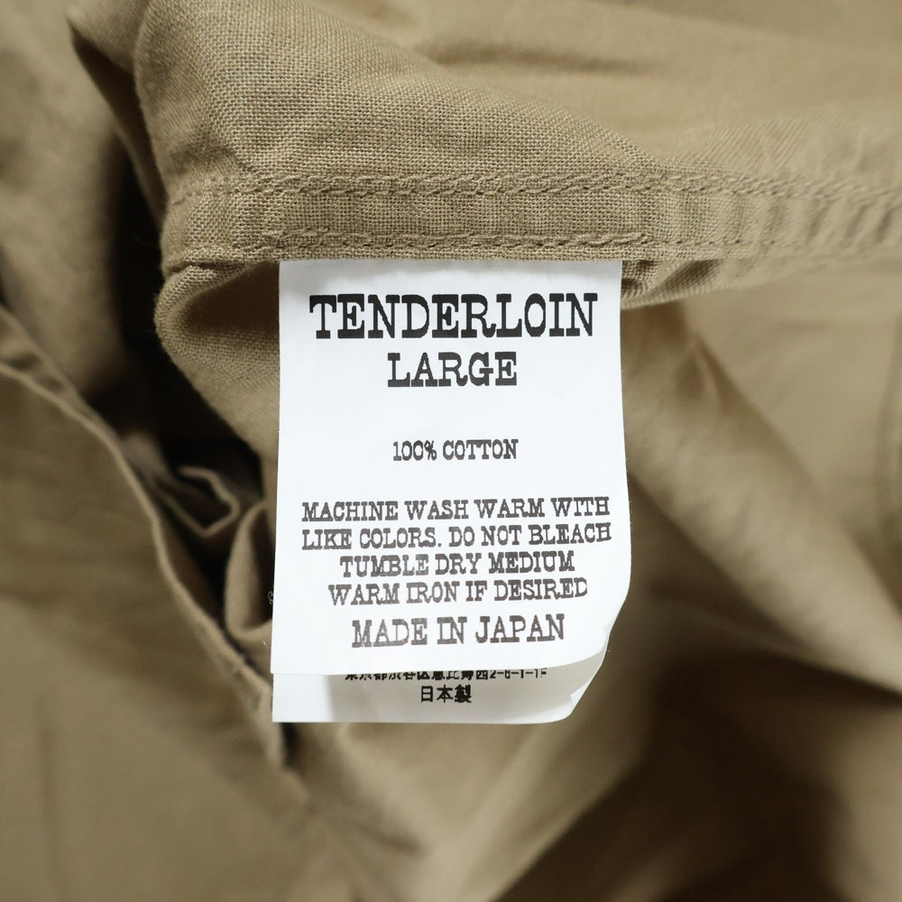 TENDERLOIN(テンダーロイン) 20SS STAND SHT L/S SOLID コットン バックロゴ刺繍 バンドカラー 長袖シャツ ベージュ