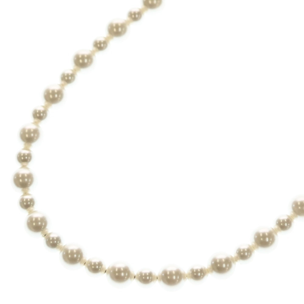 CHANEL(シャネル) ラインストーンロゴ ココマーク ロングパールネックレス ホワイト/ゴールド レディース