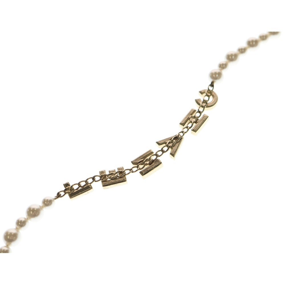 CHANEL(シャネル) ラインストーンロゴ ココマーク ロングパールネックレス ホワイト/ゴールド レディース