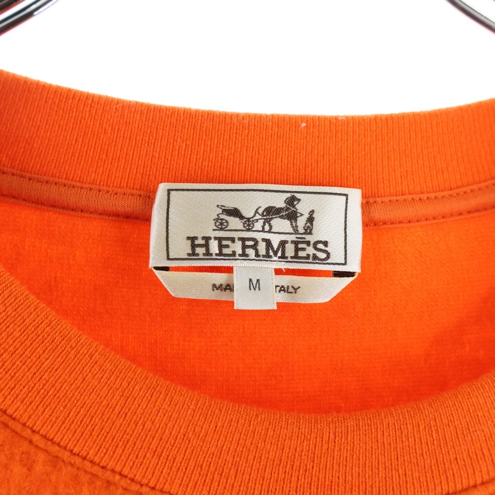 HERMES(エルメス) 22AW カシミヤ レザーパッチ スウェット トレーナー オレンジ