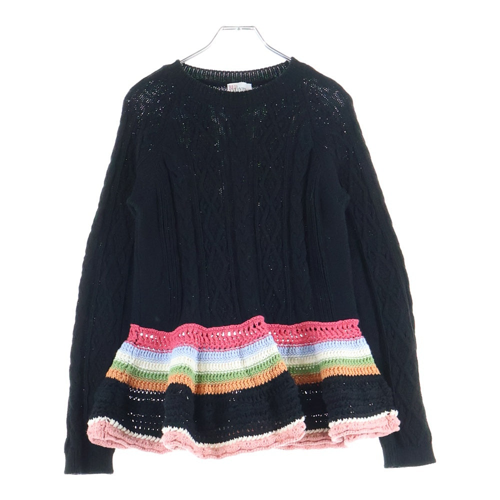 RED VALENTINO(レッド ヴァレンティノ) コットン ニット 長袖セーター ブラック/マルチ TR0KCC70523 レディース