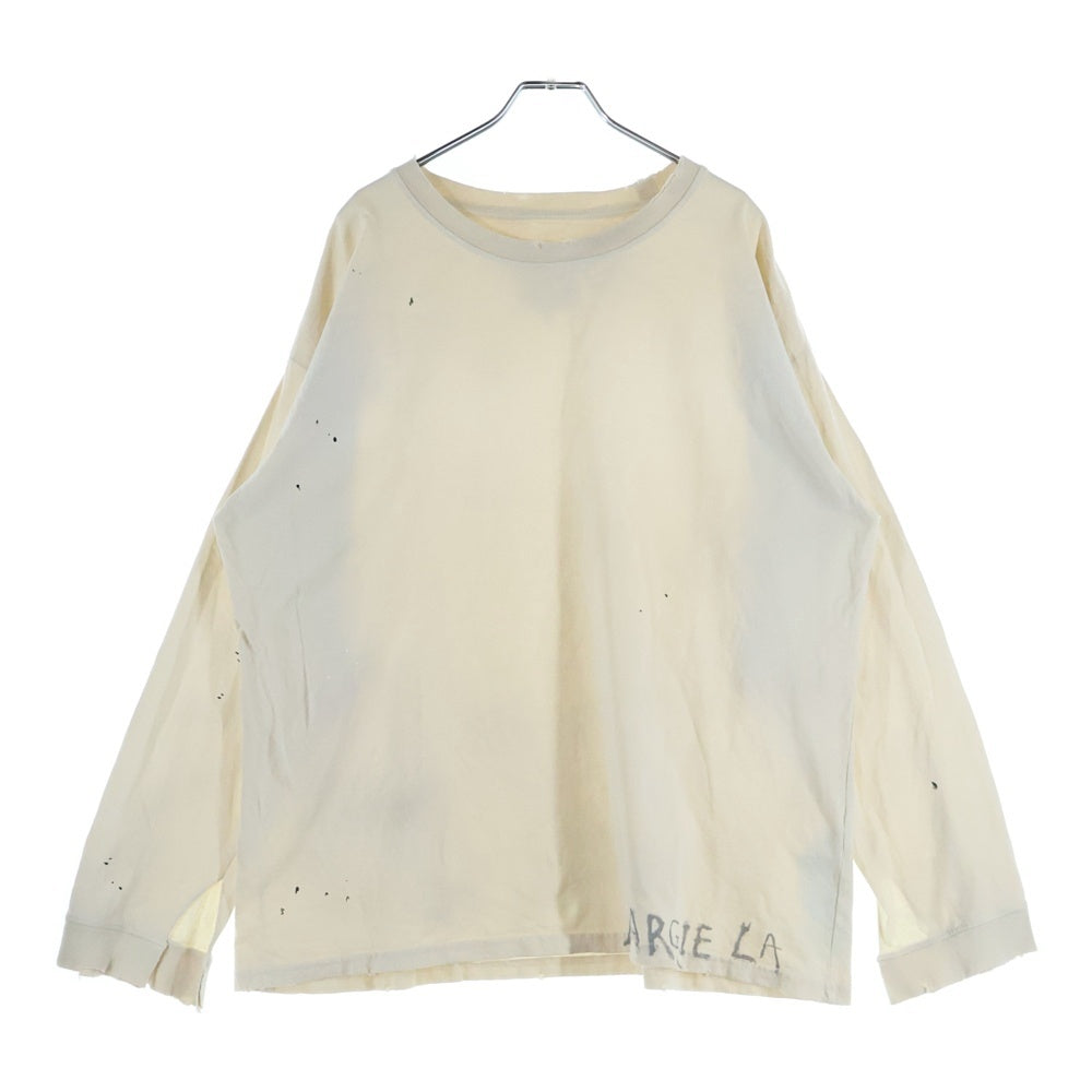 Maison Martin Margiela(メゾンマルタンマルジェラ) ヴィンテージ加工ラウンドネック ロングスリーブ長袖Tシャツカットソーアイボリー S50GC0696 S24567