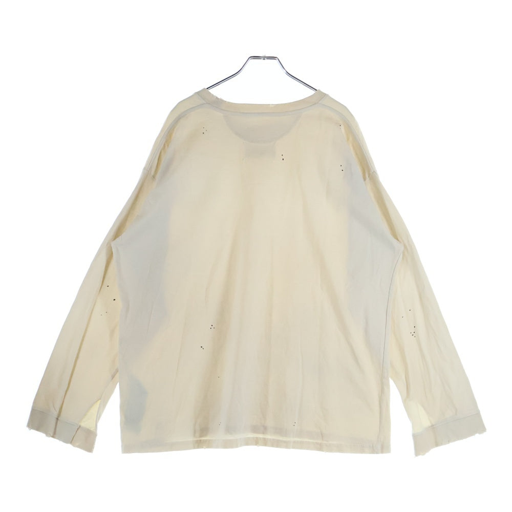 Maison Martin Margiela(メゾンマルタンマルジェラ) ヴィンテージ加工ラウンドネック ロングスリーブ長袖Tシャツカットソーアイボリー S50GC0696 S24567