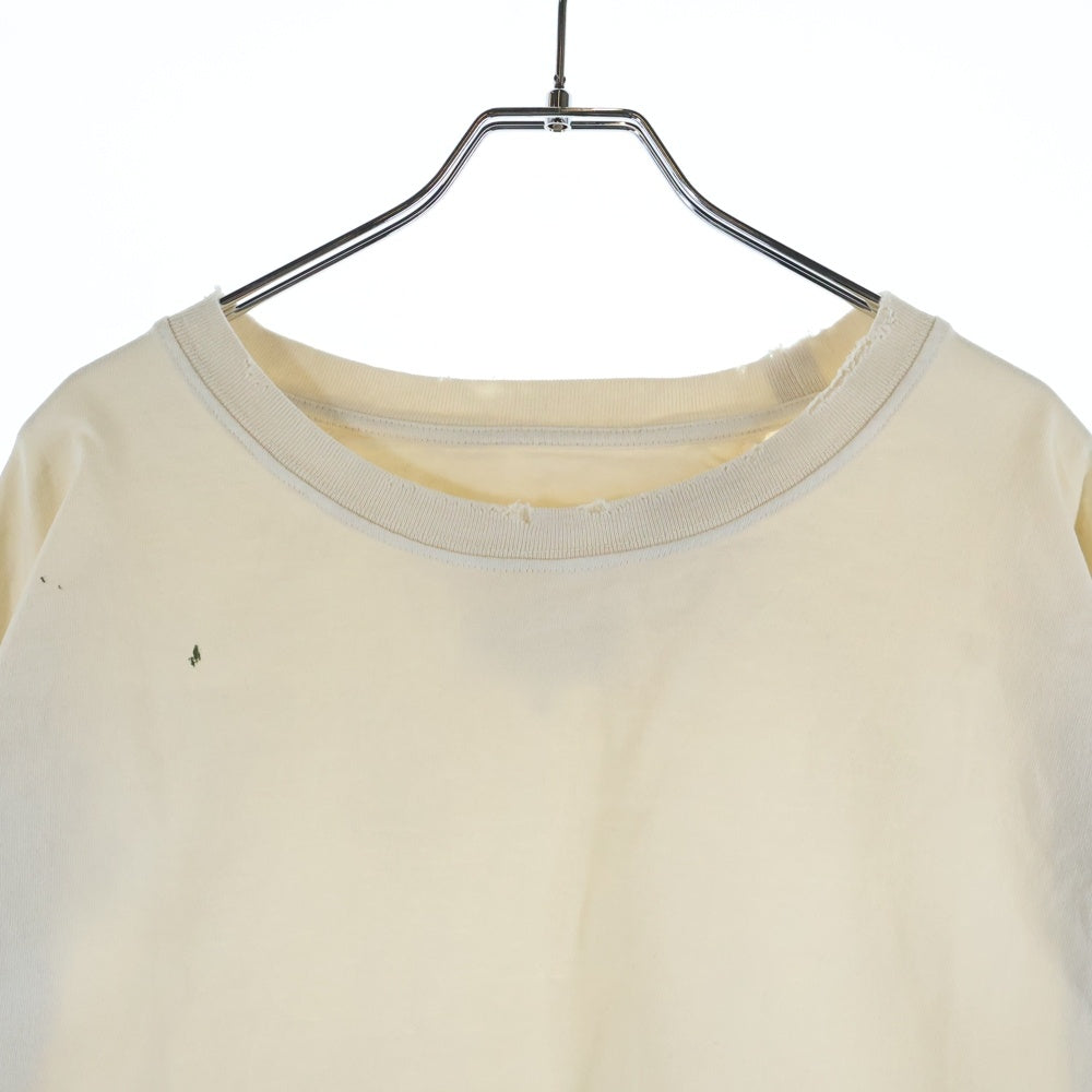 Maison Martin Margiela(メゾンマルタンマルジェラ) ヴィンテージ加工ラウンドネック ロングスリーブ長袖Tシャツカットソーアイボリー S50GC0696 S24567