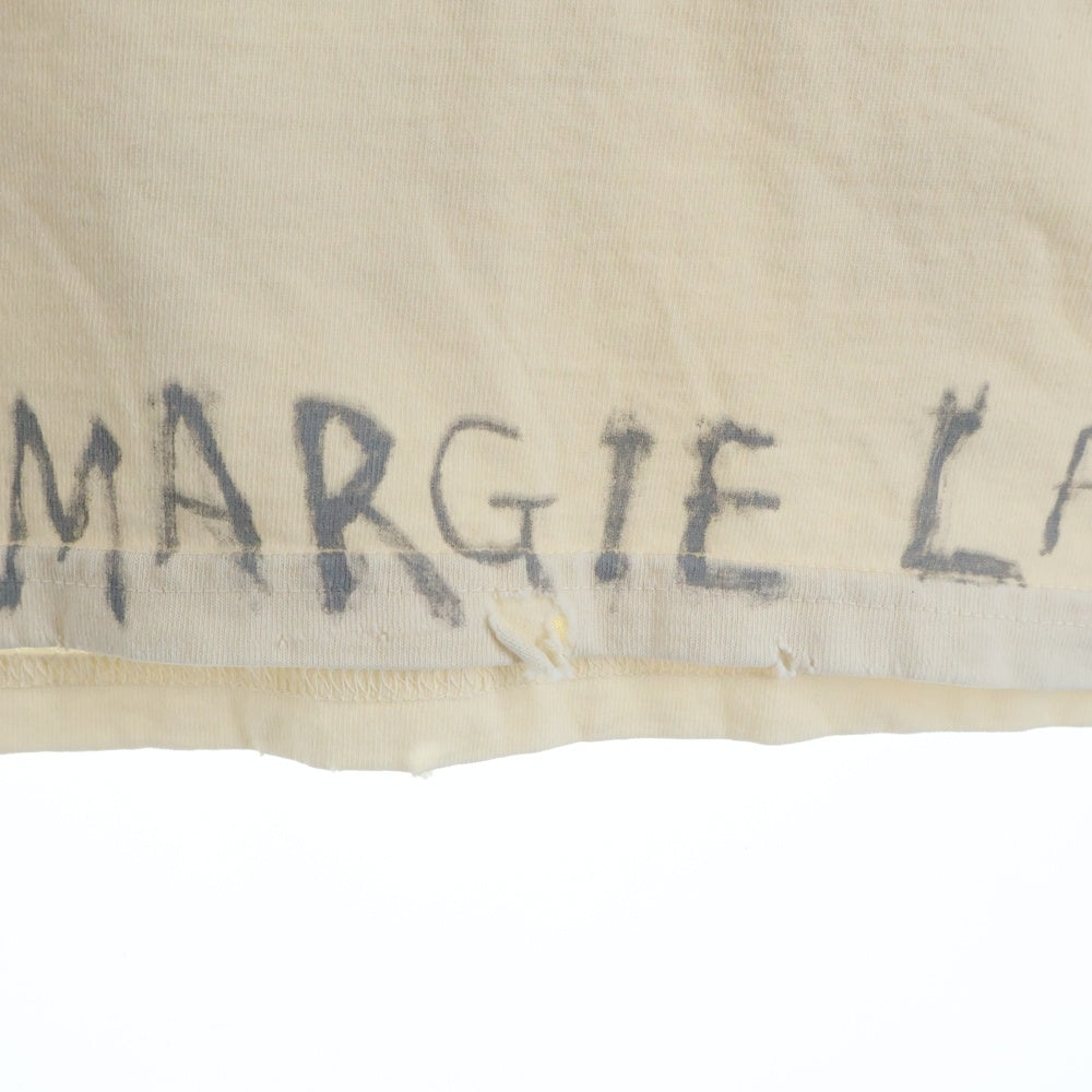 Maison Martin Margiela(メゾンマルタンマルジェラ) ヴィンテージ加工ラウンドネック ロングスリーブ長袖Tシャツカットソーアイボリー S50GC0696 S24567