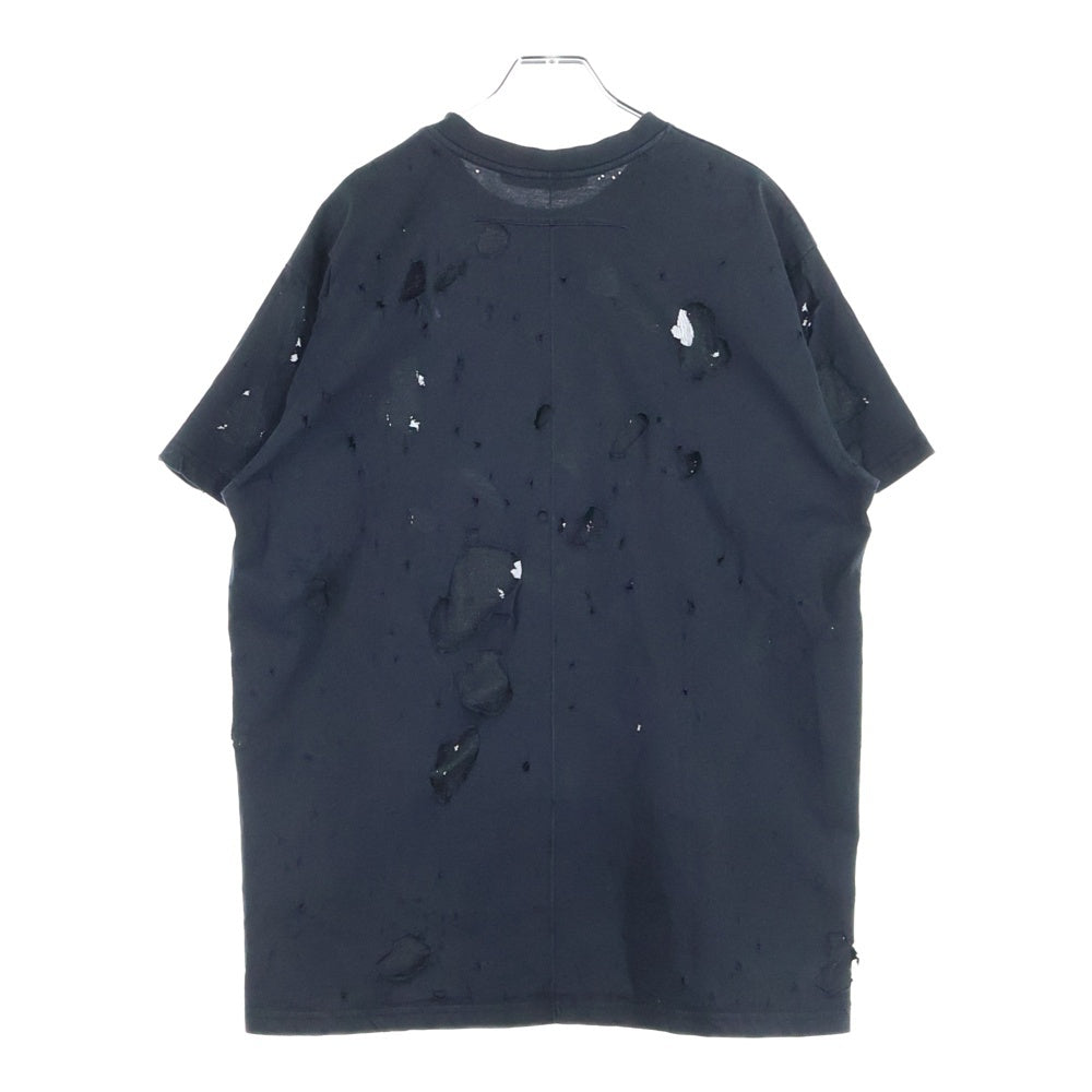 GIVENCHY(ジバンシィ) 17AW デストロイ加工 ロゴプリント クルーネック半袖Tシャツ カットソー ブラック 17F 7333 651
