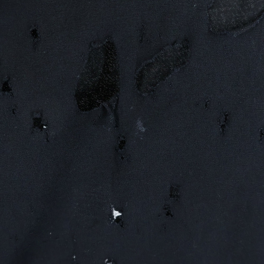 GIVENCHY(ジバンシィ) 17AW デストロイ加工 ロゴプリント クルーネック半袖Tシャツ カットソー ブラック 17F 7333 651