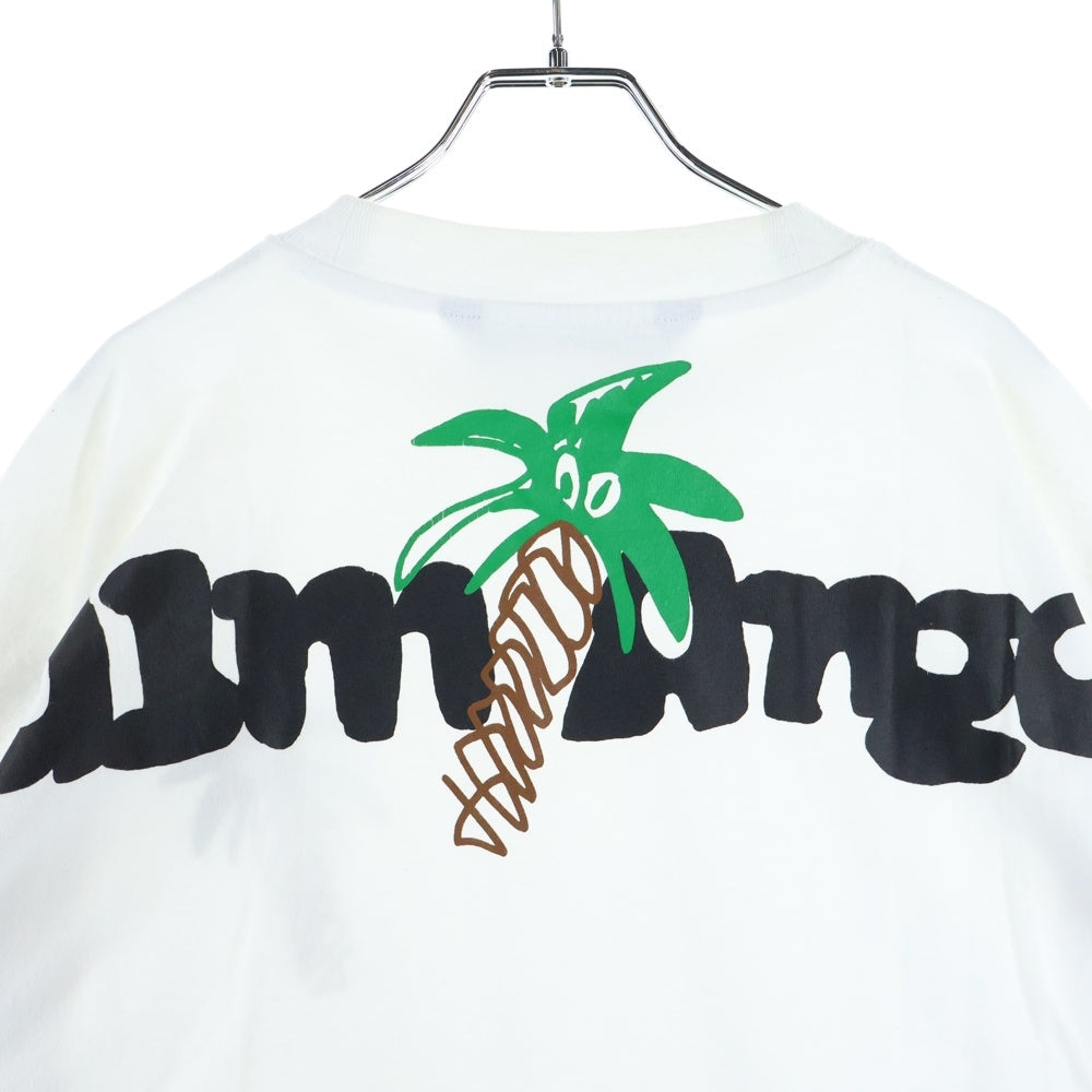 Palm Angels(パームエンジェルス) SKETCHY OVER T-SHIRT スケッチー ロゴプリント クルーネック半袖Tシャツ カットソー ホワイト PMAA002E23JER001