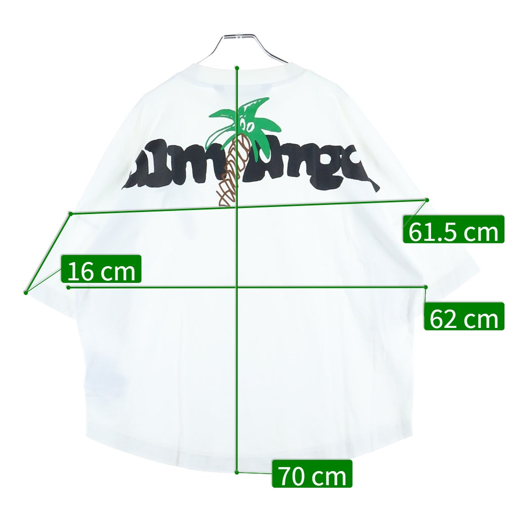 Palm Angels(パームエンジェルス) SKETCHY OVER T-SHIRT スケッチー ロゴプリント クルーネック半袖Tシャツ カットソー ホワイト PMAA002E23JER001