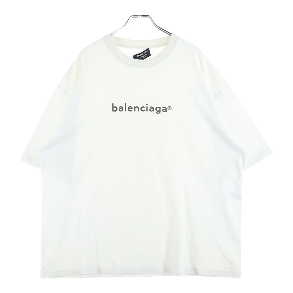 BALENCIAGA(バレンシアガ) 20AW LOGO MIDIUM FIT TEE ロゴプリント クルーネック半袖Tシャツ カットソー ホワイト 612966 TIV54