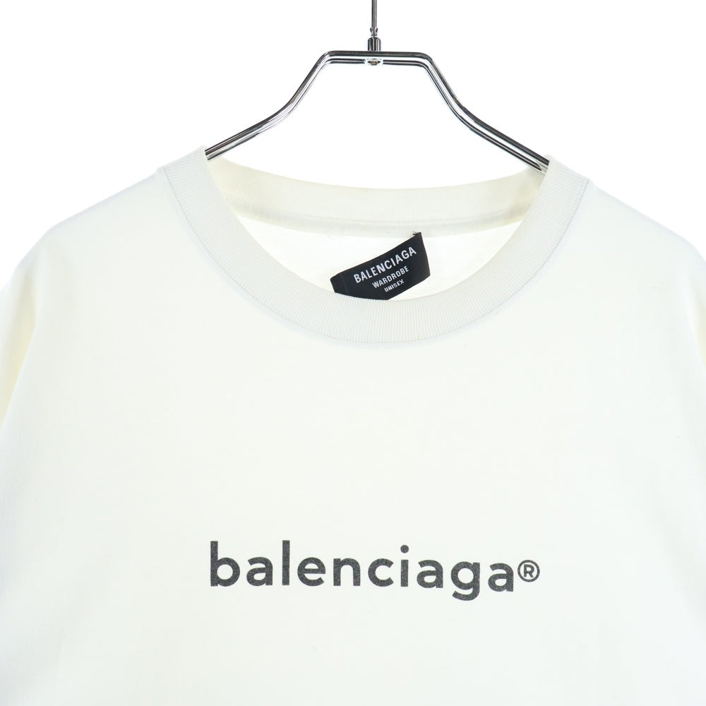 BALENCIAGA(バレンシアガ) 20AW LOGO MIDIUM FIT TEE ロゴプリント クルーネック半袖Tシャツ カットソー ホワイト 612966 TIV54