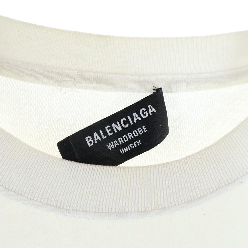 BALENCIAGA(バレンシアガ) 20AW LOGO MIDIUM FIT TEE ロゴプリント クルーネック半袖Tシャツ カットソー ホワイト 612966 TIV54