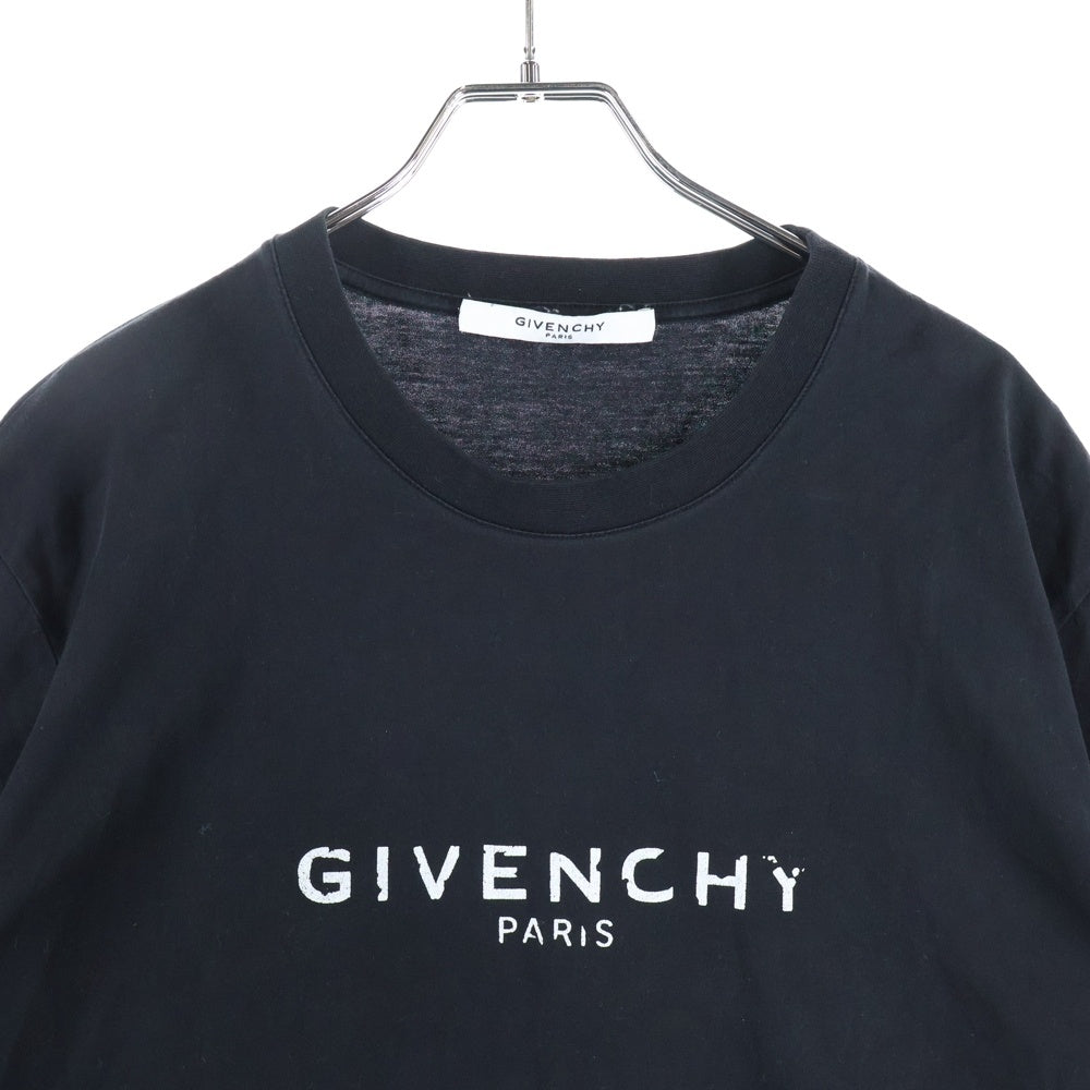 GIVENCHY(ジバンシィ) フロントロゴプリント クルーネック半袖Tシャツ カットソー ブラック BM70BZ3002