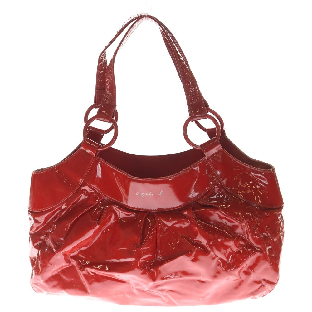 agnes b.(アニエスベー) パテント ハンドバッグ レディース レッド