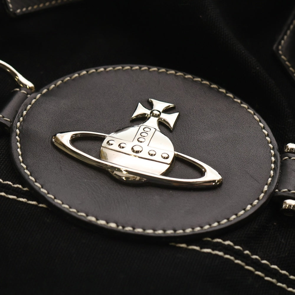 Vivienne Westwood(ヴィヴィアンウエストウッド) キャンバス オーブ 2ウェイ ハンドバッグ トートバッグ レディース ブラック