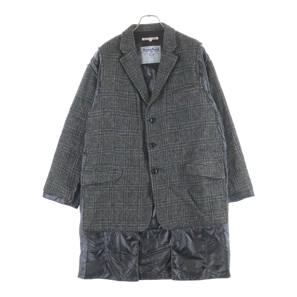 Rebuild by needles(リビルドバイニードルス) ×HARRIS TWEED ハリスツイード ウールナイロン切替 3B ロングチェスターコート ブラウン/ブラック NS296