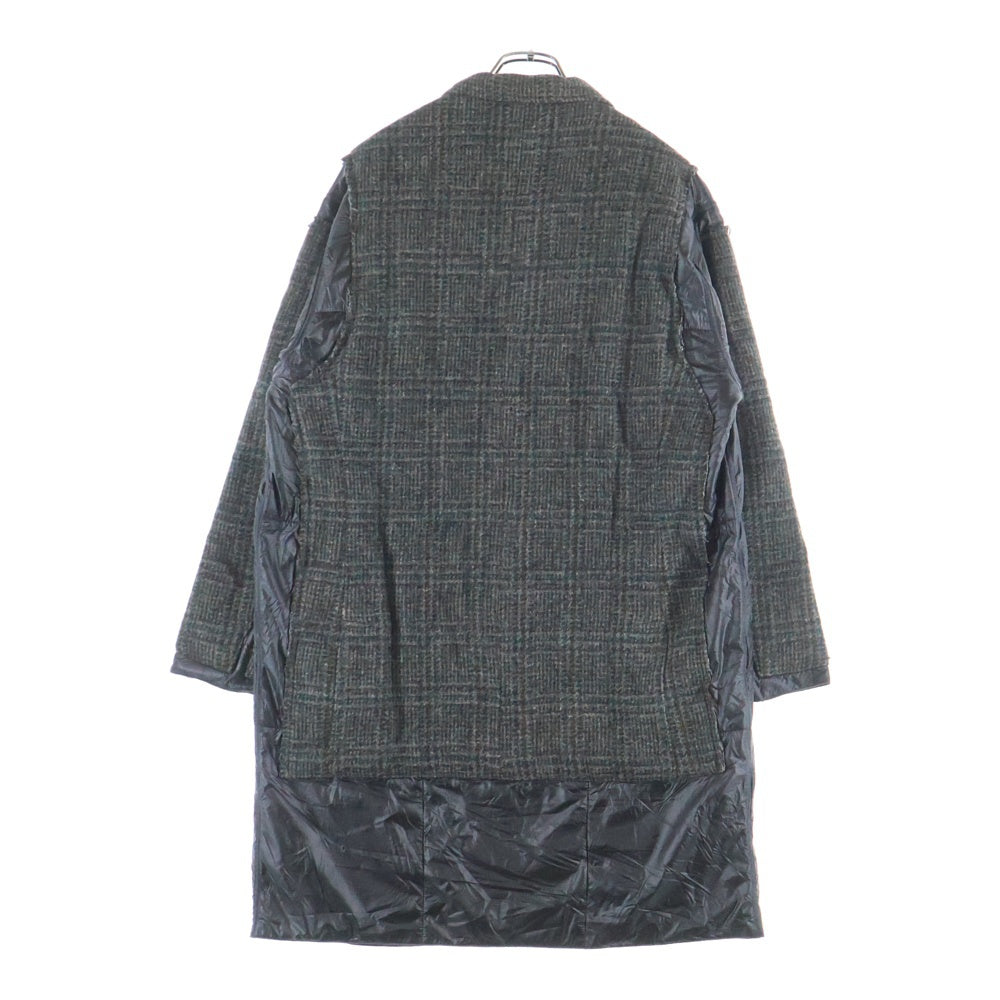 Rebuild by needles(リビルドバイニードルス) ×HARRIS TWEED ハリスツイード ウールナイロン切替 3B ロングチェスターコート ブラウン/ブラック NS296