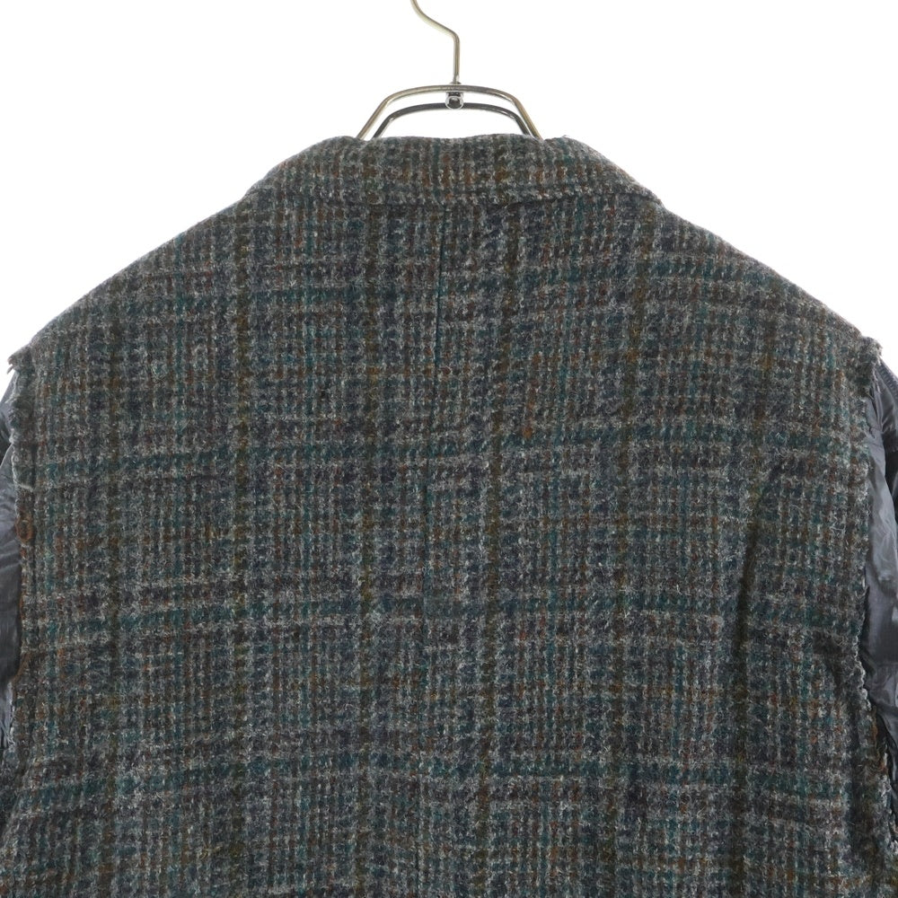 Rebuild by needles(リビルドバイニードルス) ×HARRIS TWEED ハリスツイード ウールナイロン切替 3B ロングチェスターコート ブラウン/ブラック NS296