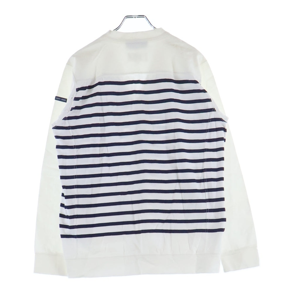 eYe COMME des GARCONS JUNYA WATANABE MAN(アイ コム デ ギャルソン ジュンヤ ワタナベ マン) 20SS ×SAINT JAMES セントジェームス 綿天竺 ボーダー Vネックカーディガン ホワイト WE-T901 AD2019