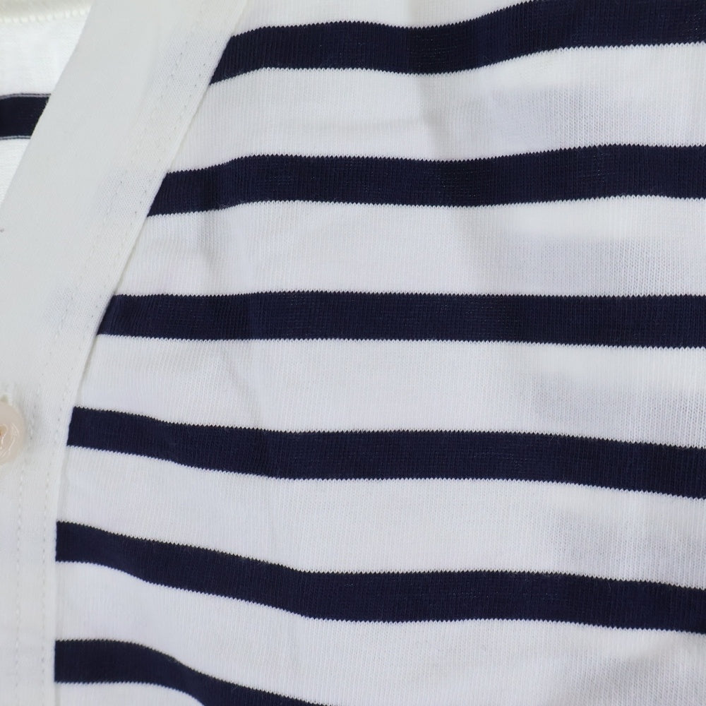 eYe COMME des GARCONS JUNYA WATANABE MAN(アイ コム デ ギャルソン ジュンヤ ワタナベ マン) 20SS ×SAINT JAMES セントジェームス 綿天竺 ボーダー Vネックカーディガン ホワイト WE-T901 AD2019