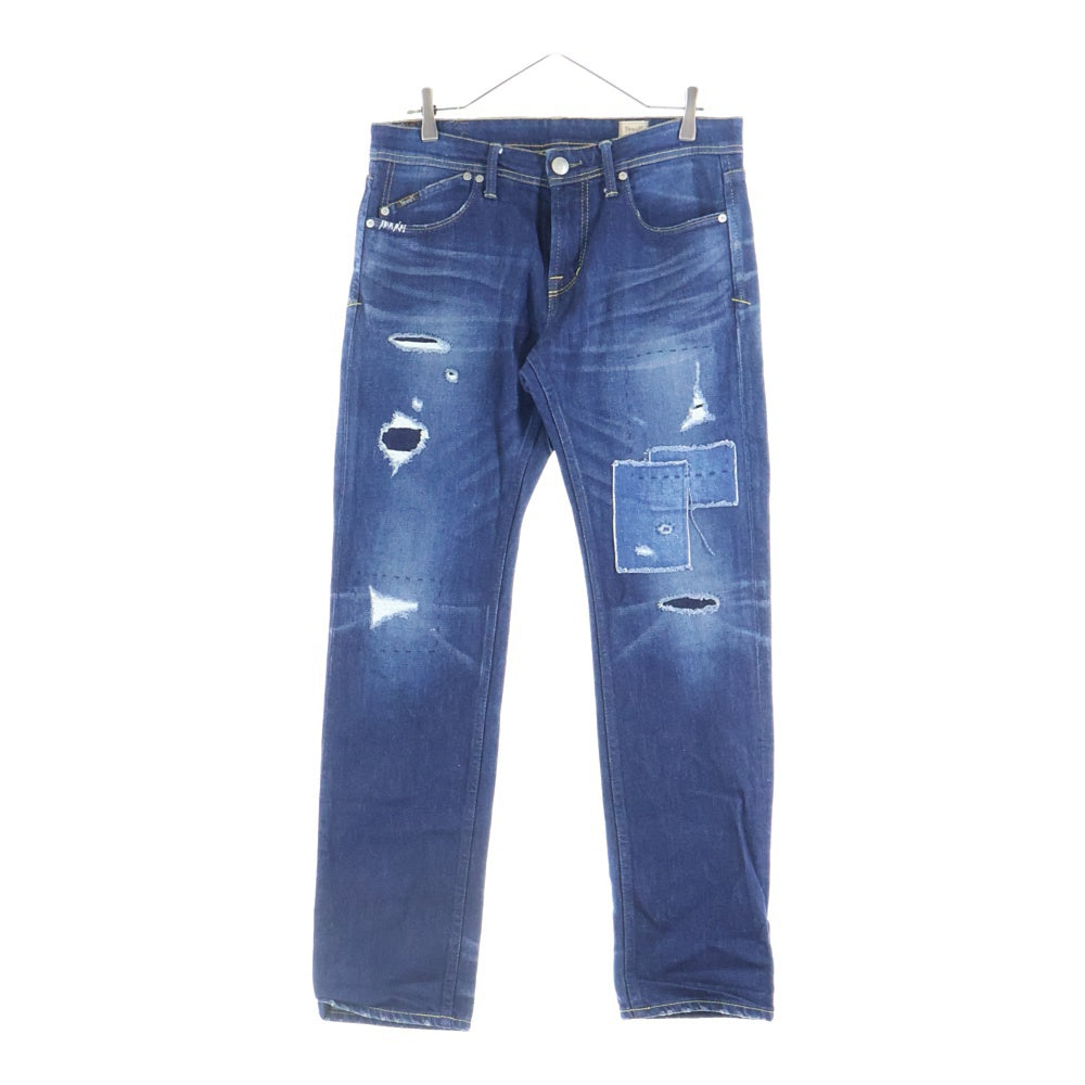 YANUK(ヤヌーク) MICHEL ミシェル パッチワーク ダメージ加工 ジップフライ デニムパンツ インディゴ 57272003