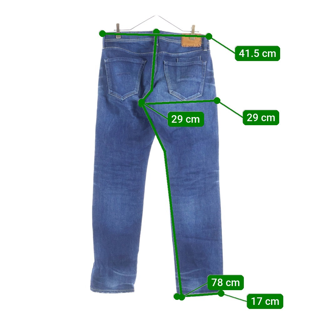 YANUK(ヤヌーク) MICHEL ミシェル パッチワーク ダメージ加工 ジップフライ デニムパンツ インディゴ 57272003