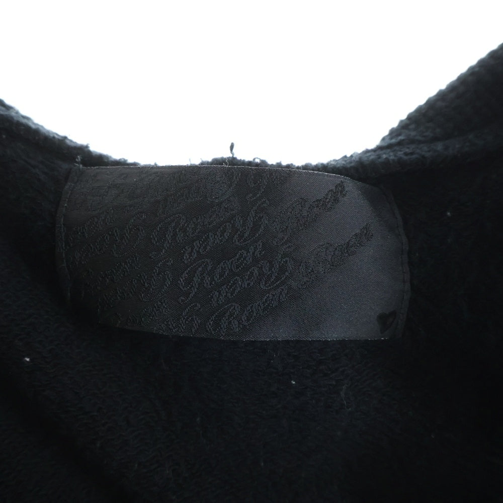 Roen(ロエン) スカル ハート レザーパッチ ジップアップ スウェットパーカー ブラック 71147086