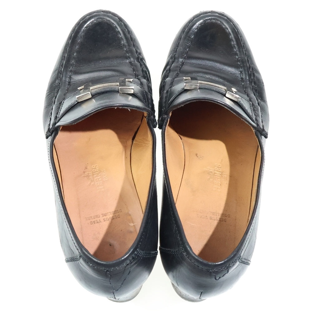 HERMES(エルメス) コンスタンス Hロゴ レザー ヒールパンプス ローファー ブラック レディース