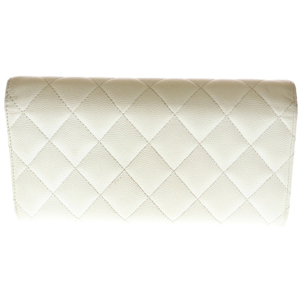 CHANEL(シャネル) ココマーク キャビアスキン フラップ レザーロングウォレット 長財布 ホワイト AP3133 ランダムシリアル レディース