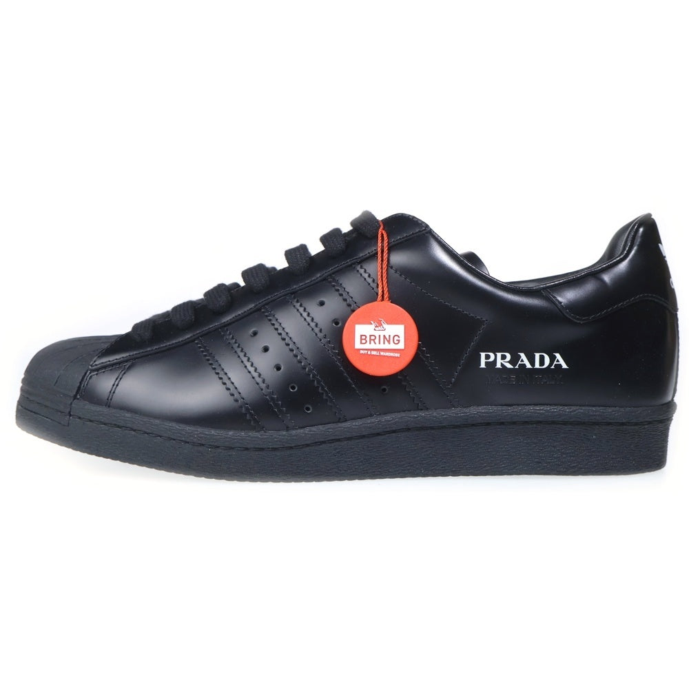 adidas(アディダス) ×PRADA SUPERSTAR プラダ スーパースター レザー ローカットスニーカー ブラック US9/27cm FW6679