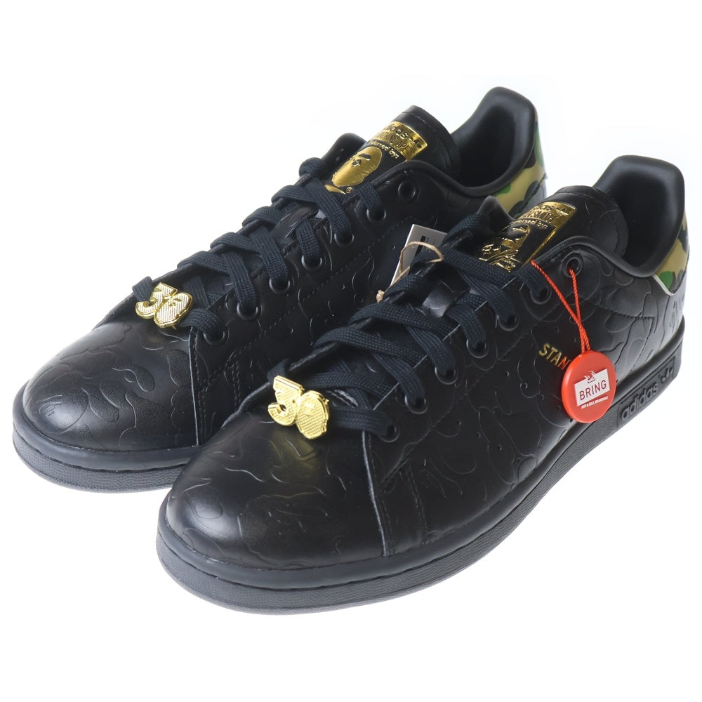 adidas(アディダス) ×A BATHING APE STAN SMITH 30TH ANNIVERSARY WHITE アベイシングエイプ 30周年 スタンスミス ローカットスニーカー ブラック US9/27cm IG1116