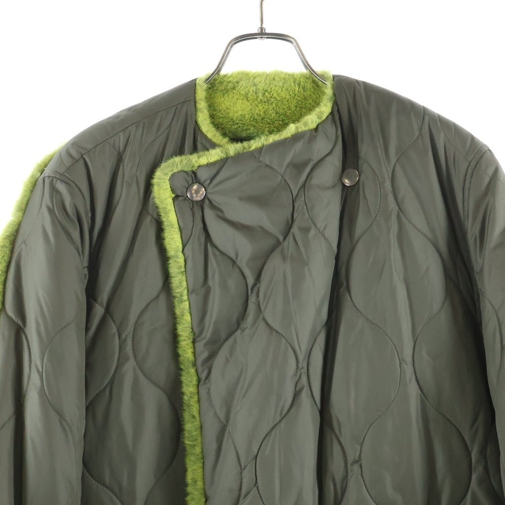 MAISON MIHARAYASUHIRO(メゾンミハラヤスヒロ) 20AW Contrast Texture Reversible Faux Fur Jacket ファー リバーシブル キルティング 中綿 ジャケット カーキ/グリーン レディース B05BL401