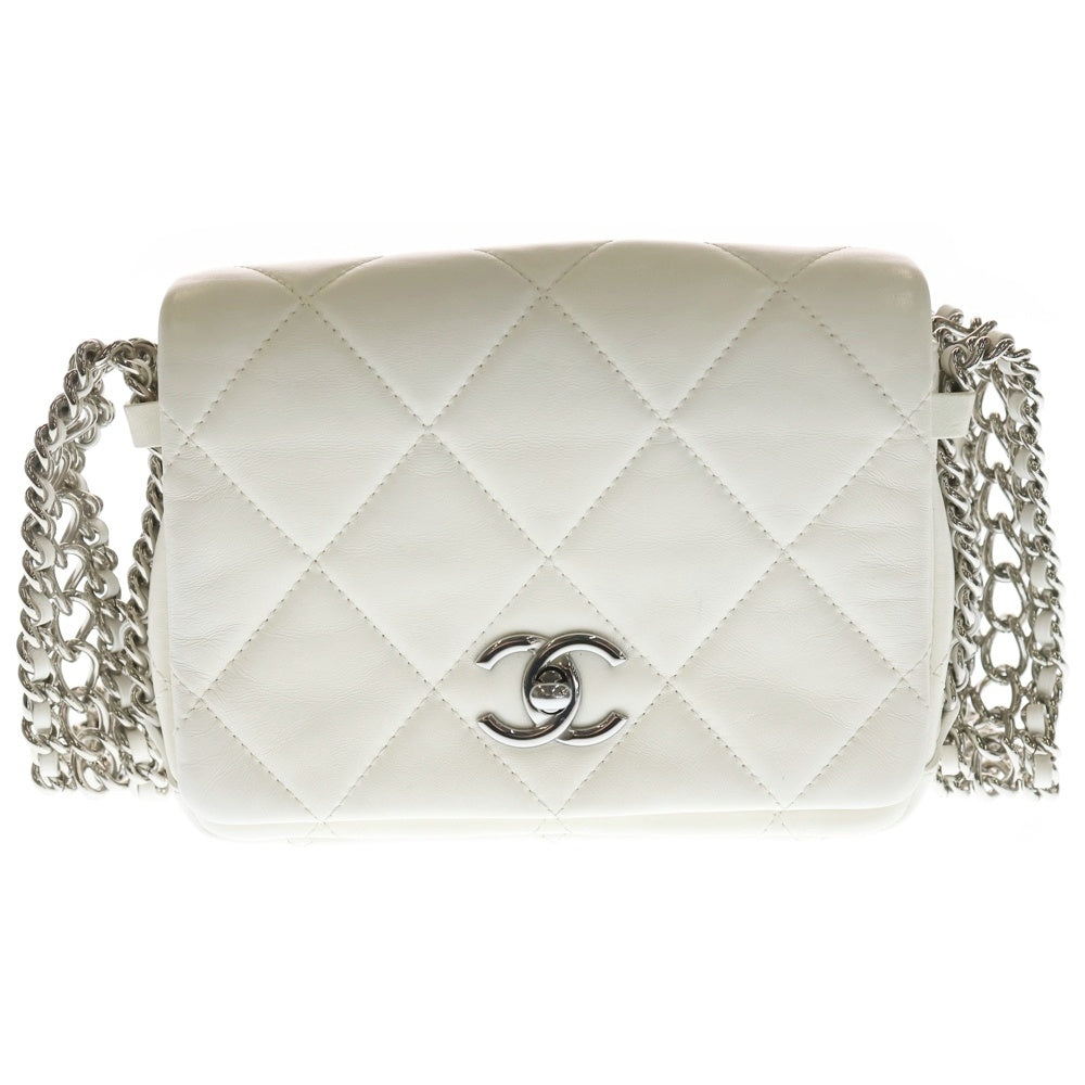 CHANEL(シャネル) ラムスキン ココマーク ミニマトラッセ チェーン ショルダーバッグ ホワイト ランダムシリアル レディース