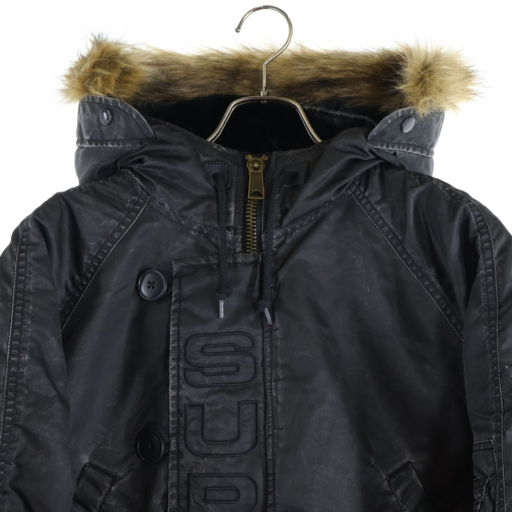 SUPREME(シュプリーム) 24AW Washed Flight Satin N-3B Parka ウォッシュド N-3B ブルゾン ジップアップ ミリタリージャケット ブラック