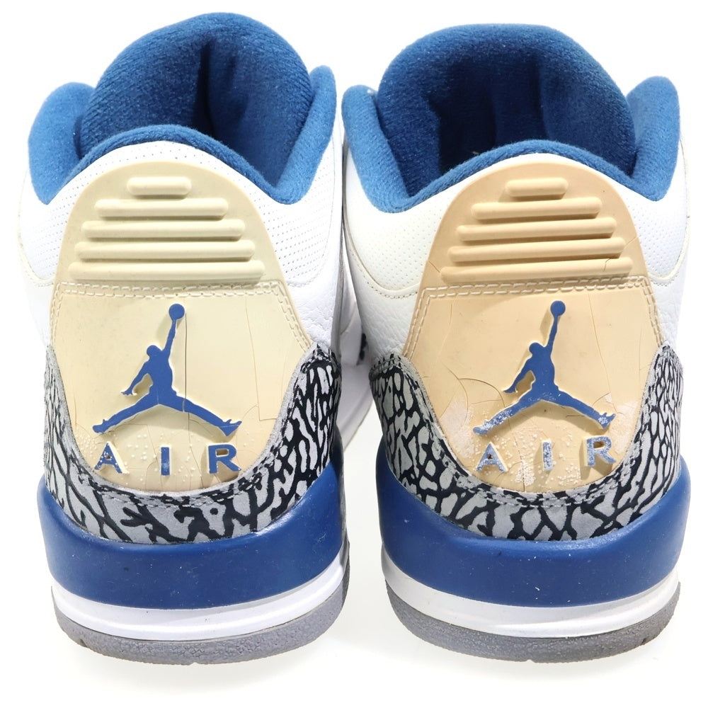 NIKE(ナイキ) 【鑑賞用 2008年製】 AIR JORDAN 3 RETRO TRUE BLUE エアジョーダン3 レトロ トゥルーブルー ハイカットスニーカー ホワイト/ブルー US9.5/27.5cm 136064-141