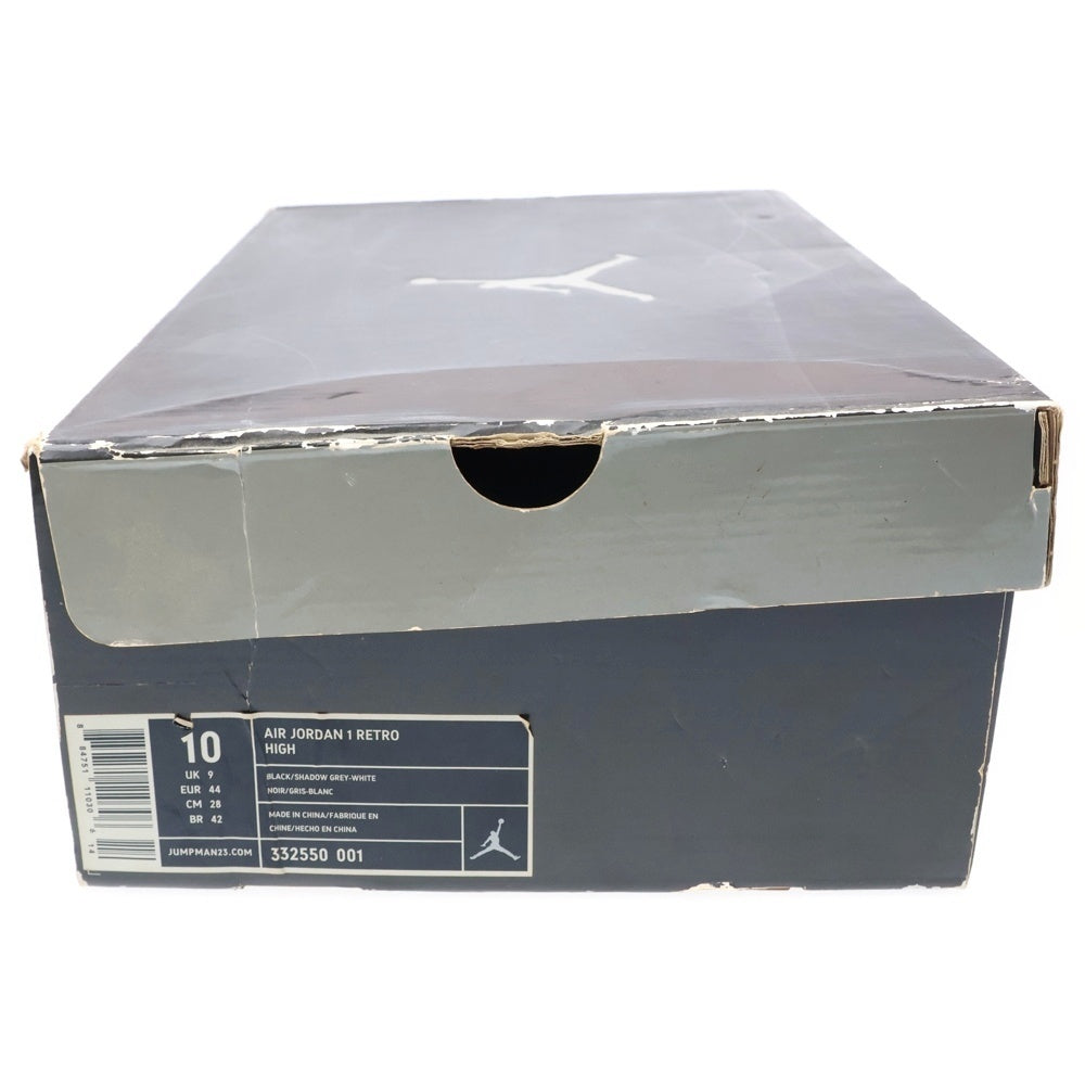 NIKE(ナイキ) 【観賞用2009年製】 AIR JORDAN1 RETRO エアジョーダン1 レトロ ハイカットスニーカー シャドー ブラック/グレー US10/28cm 332550-001