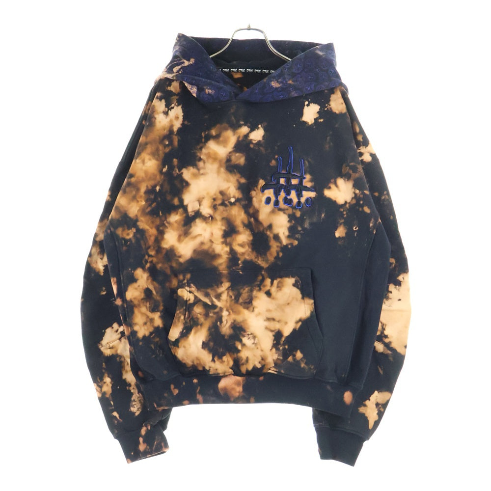 cvtvlist(カタリスト) 24AW ロゴ刺繍 タイダイ スウェットプルオーバーパーカー ブラック/ブラウン 240110EP02