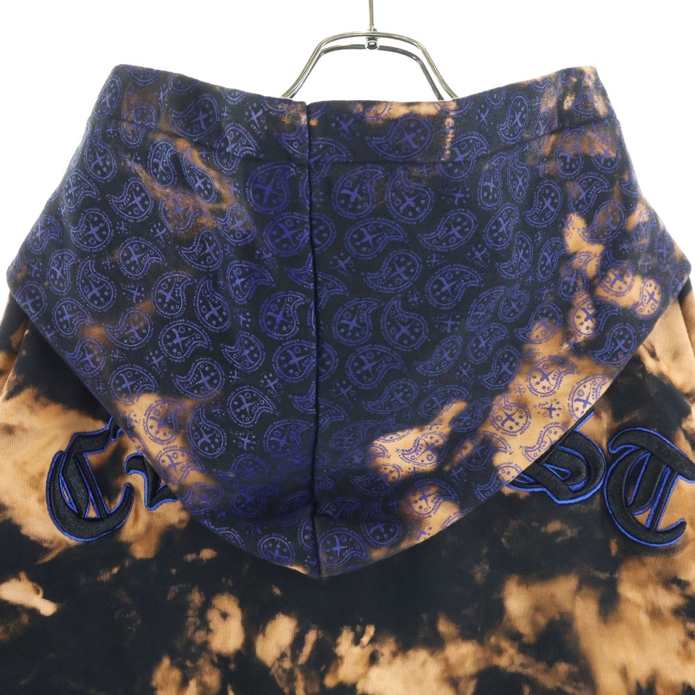 cvtvlist(カタリスト) 24AW ロゴ刺繍 タイダイ スウェットプルオーバーパーカー ブラック/ブラウン 240110EP02