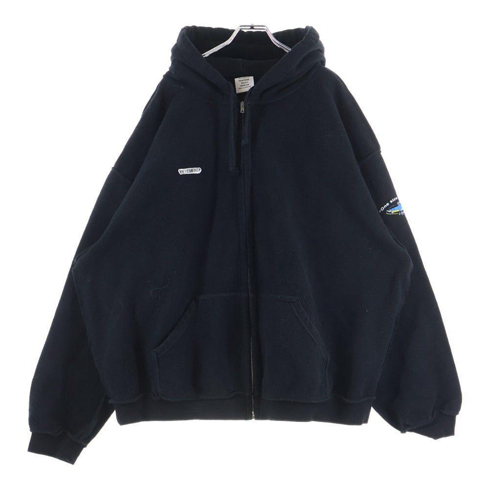 VETEMENTS(ヴェトモン) アームデザイン 裏地ジップアップ パーカー MAH19TR213 ブラック