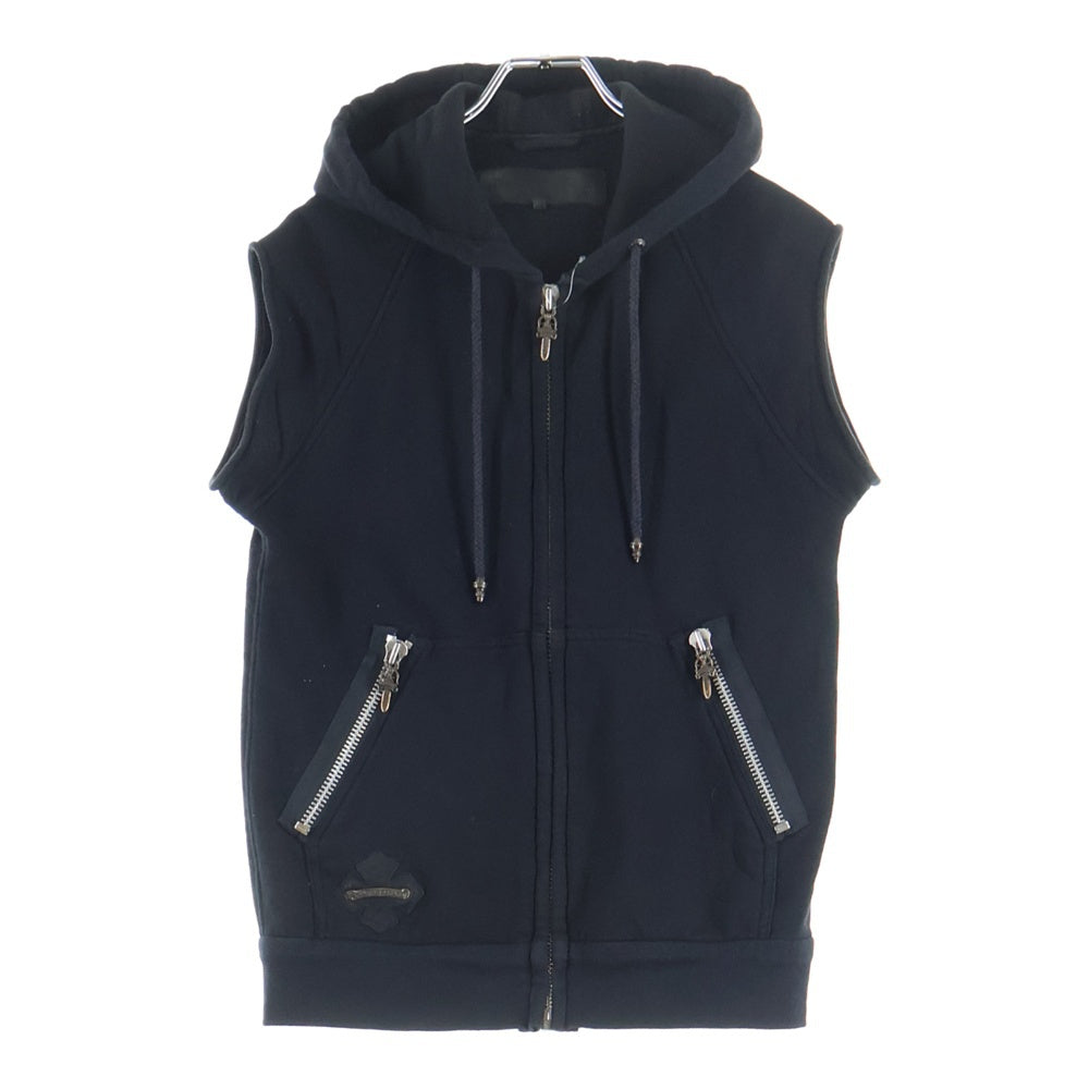 CHROME HEARTS(クロムハーツ) LI'L PUDGE SS クロスパッチ付き ダガージップ ノースリーブ パーカー ブラック