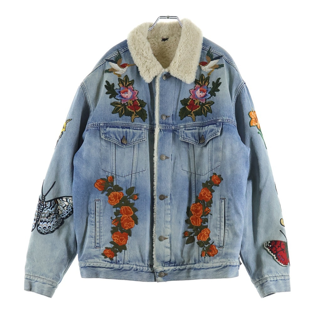 GUCCI(グッチ) エンブロイダリーデニムジャケット ボア ジージャン インディゴ 458512 XR417