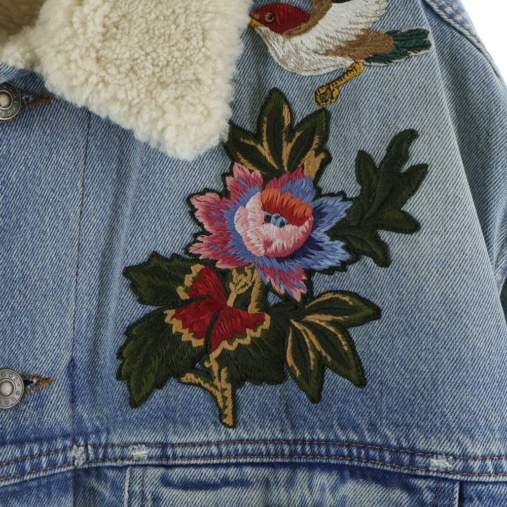 GUCCI(グッチ) エンブロイダリーデニムジャケット ボア ジージャン インディゴ 458512 XR417