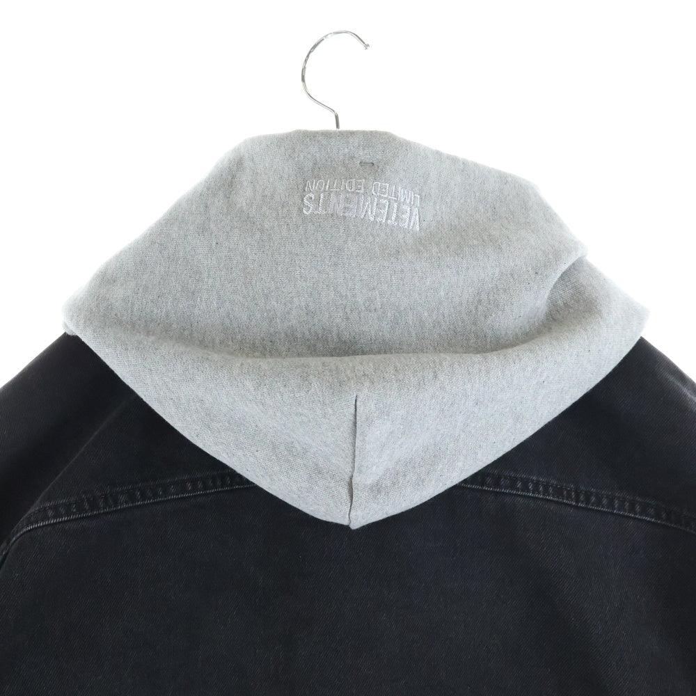 VETEMENTS(ヴェトモン) 22AW DENIM JACKET WITH DETACHABLE HOOD デニムジャケット ウィズ ディタッチャブル フード ブラック UA53JA800B