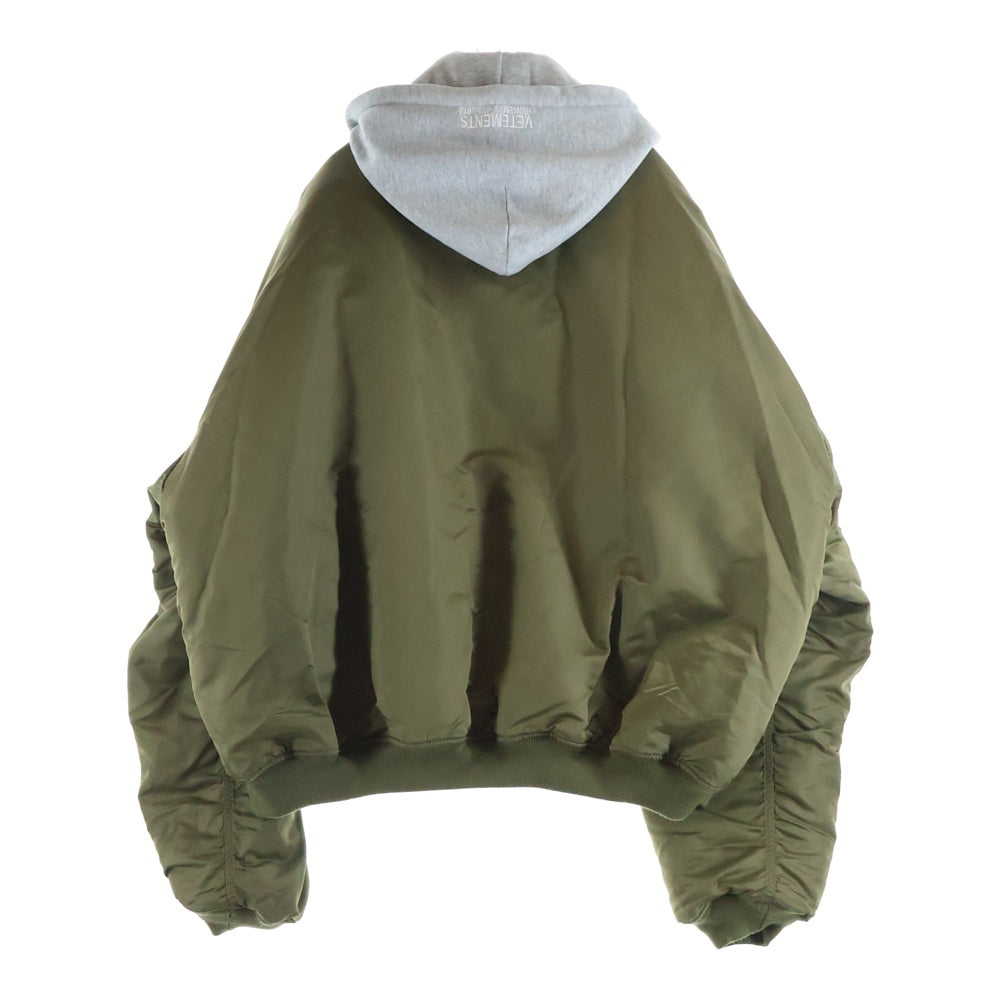 VETEMENTS(ヴェトモン) 18SS ×ALPHA INDUSTRIES Reversible Hooded Bomber Jacket アルファ リバーシブルフーデットボンバージャケット カーキ MSS18JA45